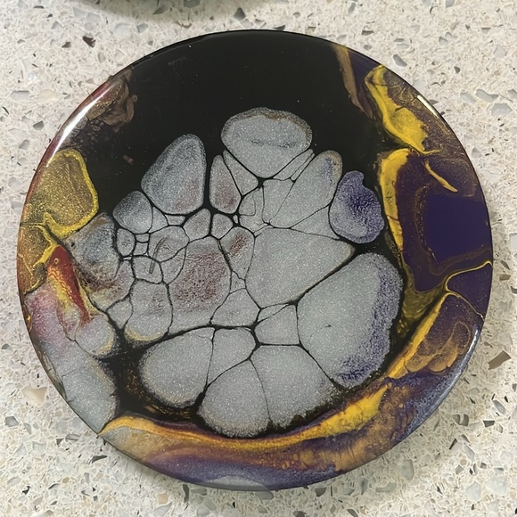 NWOT set of four ceramic handcrafted acrylic pour coasters - Picture 5 of 5